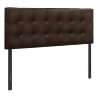Monarch Specialties - 6000F Lit Double Tete De Lit Simili - Cuir Brun-Tête de lit bouton touffeté et rembourré en similicuir brun