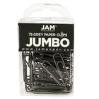 JAM Paper – Trombones géants multicolores, grand, gris, 75/paquet (21830628)-Géant : 2 po