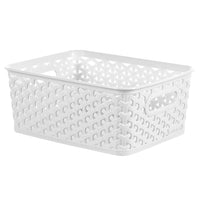 Curver - Panier de rangement au motif tressé - Petit - Blanc-Capacité : 4L