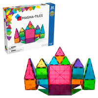 Magna-Tiles - Ensemble De Construction MAGNETIC Classique De 32 Pièces, La Marque De Construction Magnétique Originale  -Ce Qui Est Inclus: 32 formes géométriques translucides en 6 couleurs différentes. Cet ensemble comprend des carrés (2 grands, 14 petits) et des triangles (8 équilatéraux, 4 droits, 4 isocèles)