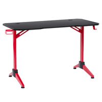 CorLiving - Bureau de jeu Conqueror noir et rouge-Plateau à finition noire et pieds rouges contrastants