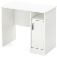 South Shore – Bureau compact Axess, blanc-ESPACE DE TRAVAIL INSPIRANT : le style neutre de ce bureau de travail s’agencera à merveille avec tous les styles de décors. Ses lignes droites et sa poignée de métal courbée lui donnent un look polyvalent.