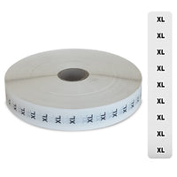 Eddie's Bandes d'autocollants Sizer - XL - impression noir et blanc sur clair - 3/4"x 4-1/2" - rouleaux de 1000-impression noir et blanc sur clair