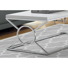 Monarch Specialties - 3400 Table De Salon - Blanc Lustre Avec Metal Chrome-Design contemporain avec un touche classic