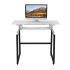 Rocelco- Ensemble de rehausse de bureau de luxe à hauteur ajustable de 46" et support au sol - Blanc / Noir-ASSEMBLAGE MINIMAL REQUIS: Les pieds de bureau debout se fixent en quelques minutes et vous êtes prêt à partir
