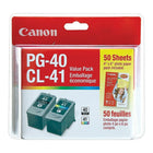 Canon - Cartouches d'encre PG-40/CL-41 noir/couleur, papier photo 15 feuilles, paquet économique (0615B010)-Comprend une cartouche d'encre noire PG-40, une cartouche d'encre couleur CL-41 et un paquet de 50 feuilles de papier photo lustré 4 po x 6 po