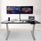 AnthroDesk – Support de bureau debout électrique, argent (SMP-1000S)-Convient aux surfaces de table de 120 à 210 larg. x 70 à 85 prof. (cm)