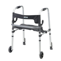 Drive Medical - Déambulateur Clever-Lite LS avec siège et freins par appui-Gris, aluminium