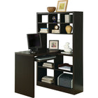 Monarch Specialties - 7021 Bureau - Espresso De Coin Cote Droit Ou Gauche-Surface ample et lisse pour un ordinateur portable, l'écriture ou un bureau d'étude avec 10 étagères réglables sur le côté pour vous aider à rester organisé.