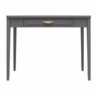 Mr, Kate - Bureau Stella - 100,6cm L x 77,2cm H x 50cm P - Gris graphite-Doté d'une façade de tiroir encadrée décorative, d'une poignée de tiroir glamour en plumes dorées et de pieds fuselés