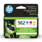 HP â€“ Emballage assorti d'encre d'origine HP 962 CMJ, paq./3 (3YP00AN#140)-Couleur des encres : cyan, magenta, jaune
