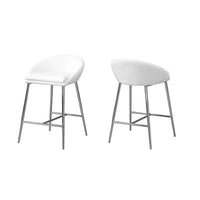 Monarch Specialties - 2296 Tabouret De Bar - Lot de 2/Blanc/Base Chrome/Hauteur Comptoir - Paquet de 2-Ensemble de 2 tabourets de hauteur comptoir