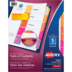 Avery - Ready Index Intercalaires avec Table des Matières, 5 onglets-5 Onglets