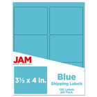 JAM Paper - Étiquettes d'adresse d'expédition - Grandes - 3 1/3 po x 4 po - bleu - Paquet de 120-Emballage anglais seulement