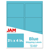 JAM Paper - Étiquettes d'adresse d'expédition - Grandes - 3 1/3 po x 4 po - bleu - Paquet de 120-Emballage anglais seulement