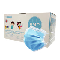 SMP Canadian - ASTM Niveau 3 Masques faciaux à 3 plis pour enfants - 50 pcs x 2 Pack-Fabrique au Canada : Tous nos masques faciaux ASTM sont conçus, fabriques et emballes en Ontario, Canada.