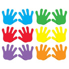 Trend Enterprises 3" DieCut Handprints Mini Accents-Les paires d'empreintes gauche et droite sont prêtes à l'emploi en orange, violet, rouge, bleu, jaune et vert.