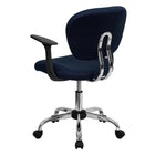 Flash Furniture - Fauteuil fonctionnel H2376FNAVYARMS à dossier mi-hauteur, mailles, bleu marine-Siège et dossier rembourrés en maille