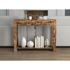 Safdie & Co. 40L Table Console - Bois Brun Récupéré 2 Tirroirs 1 Étagère-Deux grands tiroirs de rangement avec une étagère.