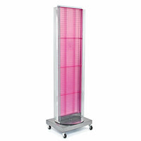 Azar Displays – Support de plancher avec panneau perforé, base rotative, 60 x 16 po, rose (700258-PNK)-En panneau perforé