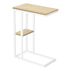 Monarch Specialties - 3677 Table D'Appoint - 25 po H/Naturel/Metal Blanc-Table d'appoint en forme de C avec une base qui peut glisser sous les canapes pour plus de commodite