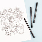 Tombow - Stylos pour le dessin, encre noire, paq./3-Trois tailles de pointes, 01, 03 et 05