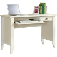 Sauder - Bureau d'ordinateur Shoal Creek, blanc doux-Avec moulure à rabat vers le bas qui dissimule une tablette coulissante pour votre clavier ou portatif