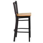 Flash Furniture - Tabouret de bar de la série HERCULES en métal noir à dossier vertical - siège en bois naturel-Siège en bois fini naturel