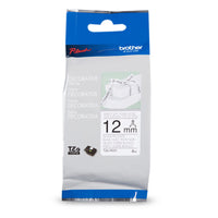 Brother TZER231 Ruban décoratif satiné blanc avec texte noir authentique pour étiqueteuses P-touch, 12 mm de largeur-Ruban satiné TZe de 12 mm blanc avec texte noir pour étiqueteuses P-touch de Brother