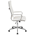 Flash Furniture Chaise De Bureau Pivotante Exécutive Nervurée Leathersoft-Blanc (BT20595H1WH)-Conception à dossier haut avec barre de cintre au dos