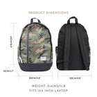 Habitu Sac à dos pour ordinateur portable de voyage zip - Camouflage Vert-Poches Multiples: Il dispose d'une fente rembourrée pouvant contenir un ordinateur portable de 15,5 pouces, ainsi que de poches extérieures et intérieures pour garder vos nombreux objets essentiels organisés. Deux poches latérales pour une bouteille d'eau et un parapluie compact permettent d'organiser vos articles