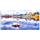 DesignArt – Swan Lake in the City, Impression sur toile (PT2103-32-16)-Impression