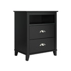 Prepac - Grande table de chevet BDNH-1202-1 Yaletown à 2 tiroirs, noir-Fini laminé noir profond 