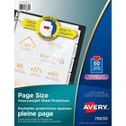 Avery® 78630 Pochettes protectrices pleine page, transparentes, 50/paquet-Largeur parfaite pour utilisation avec les intercalaires à onglets