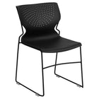 Flash Furniture – Chaise empilable Hercules à tubulure noire style traîneau, siège et dossier plein noirs-Capacité de poids de 661 lb