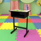 Flash Furniture Bureau d’étudiant avec plateau gris et cadre piédestal noir à hauteur réglable-Cadre noir