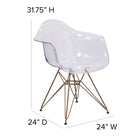 Chaise auxiliaire transparente Allure avec base dorée-Conçu pour un usage commercial