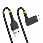 StarTech - Câble de charge USB-A vers USB-C coudé 60 W de 6 po - Noir-Longueur de câble de 6 po (15 cm)