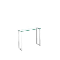 Plata Import - Table console avec cadre en chrome et plateau en verre-Acier inoxydable doré