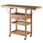 Winsome – Chariot de cuisine Barton avec casier à bouteilles intégré, bambou (80434)-Dimensions (po) rallongé : 45,2 larg. x 14,8 prof. x 35,4 haut. ; Intérieur du tiroir : 18,1 larg. x 12,2 prof. x 2,6 haut. 
