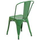 Flash Furniture – Chaise empilable pour l’intérieur et l’extérieur, métal, vert (CH31230GN)-Dos courbé avec latte verticale