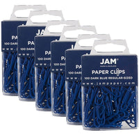 JAM Paper – Trombones standard, bleu foncé, 6 paquets de 100, total de 600 (42186868g)-Bleu foncé