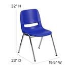 Flash Furniture - Chaise coquille marine ergonomique et empilable de la série HERCULES avechauteur de siège de 18 po.-Cadre chromé avec patins en plastique non marquants