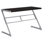 Monarch Specialties - 7374 Bureau 48 po L - Espresso/Metal Argent-Moderne bureau d'ordinateur avec une base en métal argenté au design unique en forme  de « Z »