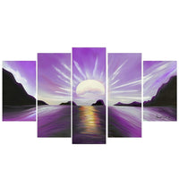 Design Art – Brilliant Sunset, 5 pièces impression sur toile tendue (PT119-VIOLET)-Impression
