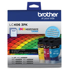 Brother - LC4063PKS Ensemble de 3 cartouches d’encre couleur à rendement standard d’origine-Qualité d’impression à jet d’encre couleur professionnelle sur laquelle vous pouvez toujours compter jusqu’à 1 500 pages par cartouche.