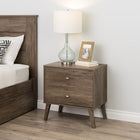 Prepac – Table de nuit à 2 tiroirs Milo, style moderne milieu du siècle, gris délavé (DDNR-1402-1)-Tiroirs sur glissières en métal avec butées de sécurité intégrées