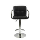 Nicer Furniture - tabouret de bar hydraulique pivotant Hexagrid avec bras - noir - 2 pièces-Pivote à 360 degrés. Cadre en acier inoxydable, convient à tous les réglages, du comptoir de la cuisine au bar de la maison au bureau.
