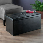 Winsome - Pouf Ashford 15 po x 29,9 po avec espace de rangement, similicuir, noir (20627)-Se nettoie à l'aide d'un chiffon humide