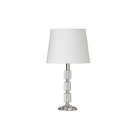 Dainolite – Lampe de table à trois cristaux avec abat-jour blanc, 1 ampoule, 16,75 x 9 x 9 po, chrome poli (C11T-PC)-1 ampoule 100 W de type A à base E26, non comprise